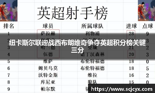 纽卡斯尔联迎战西布朗维奇争夺英超积分榜关键三分